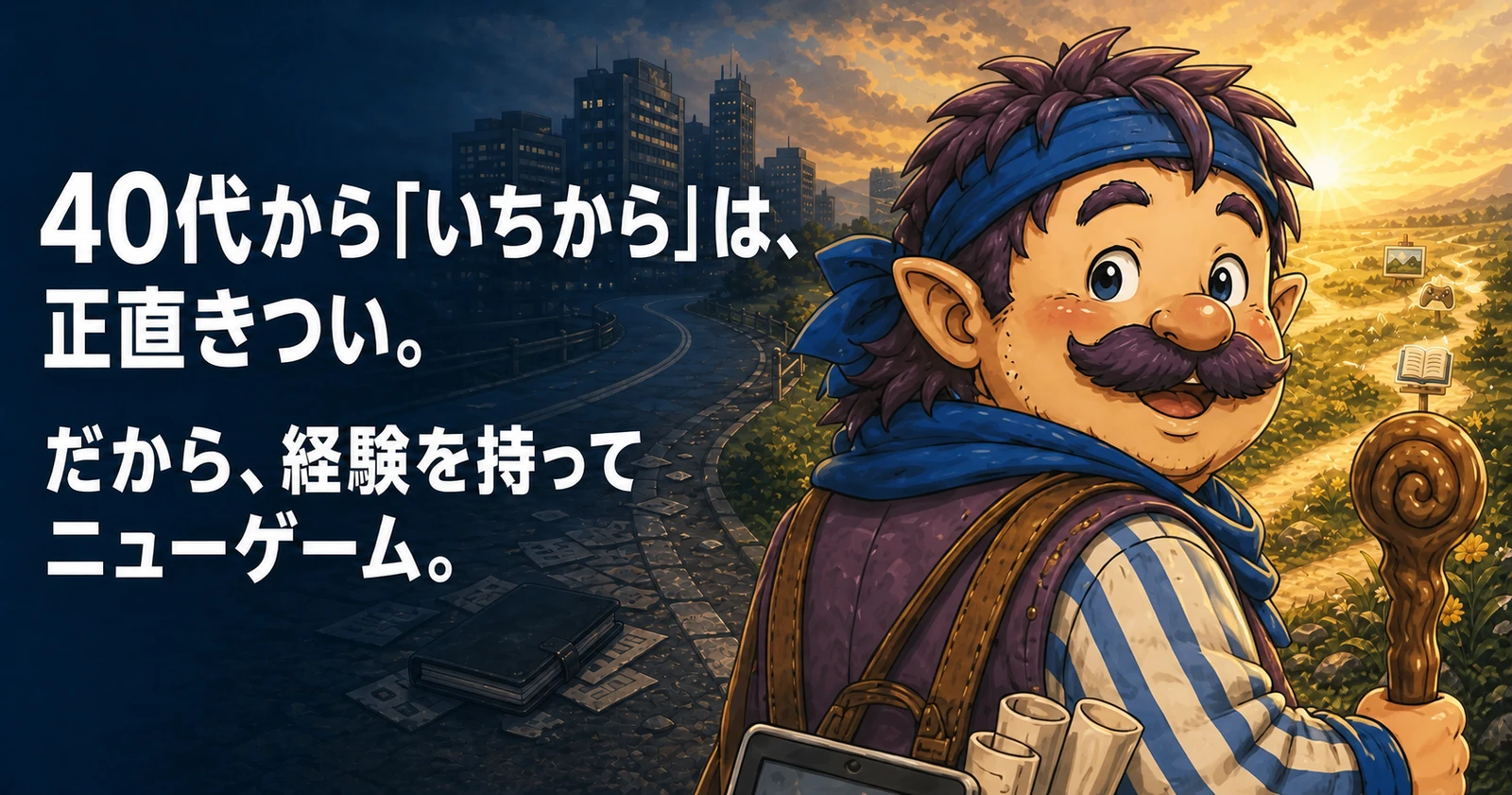 40代からのニューゲームを前に、これまでの経験を携えて明るい道を振り返るカウジ