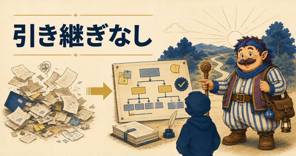 引き継ぎのない業務を整理して新人へ教えるカウジ