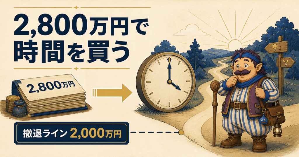 2,800万円で時間を買い、2,000万円を撤退ラインにするカウジ