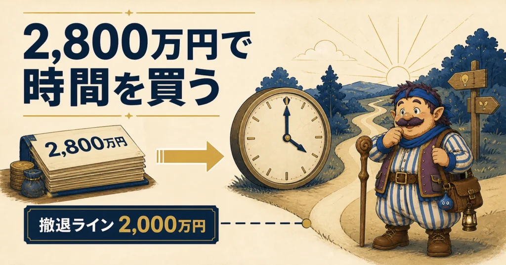 2,800万円で時間を買い、2,000万円を撤退ラインにするカウジ
